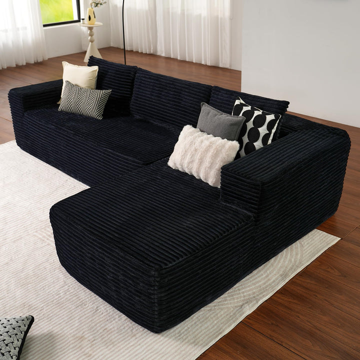 Ovios 104" L-formet modulsofa med chaise, myk kordfløyelsstoff, ingen montering nødvendig