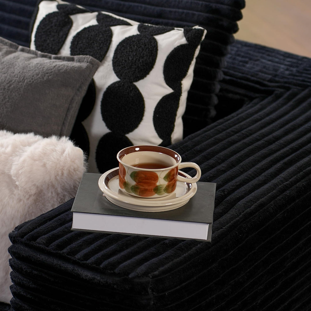 Ovios 104" L-formet modulsofa med chaise, myk kordfløyelsstoff, ingen montering nødvendig