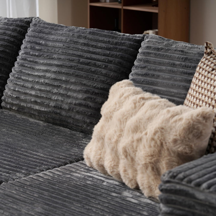 Ovios 104" L-formet modulsofa med chaise, myk kordfløyelsstoff, ingen montering nødvendig