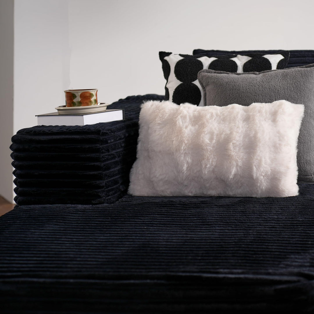 Ovios 104" L-formet modulsofa med chaise, myk kordfløyelsstoff, ingen montering nødvendig