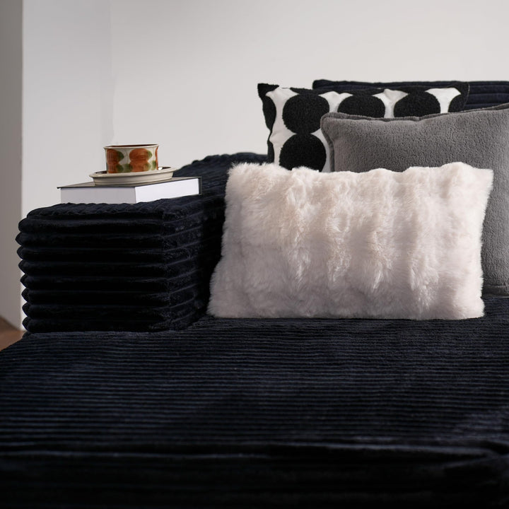 Ovios 104" L-formet modulsofa med chaise, myk kordfløyelsstoff, ingen montering nødvendig
