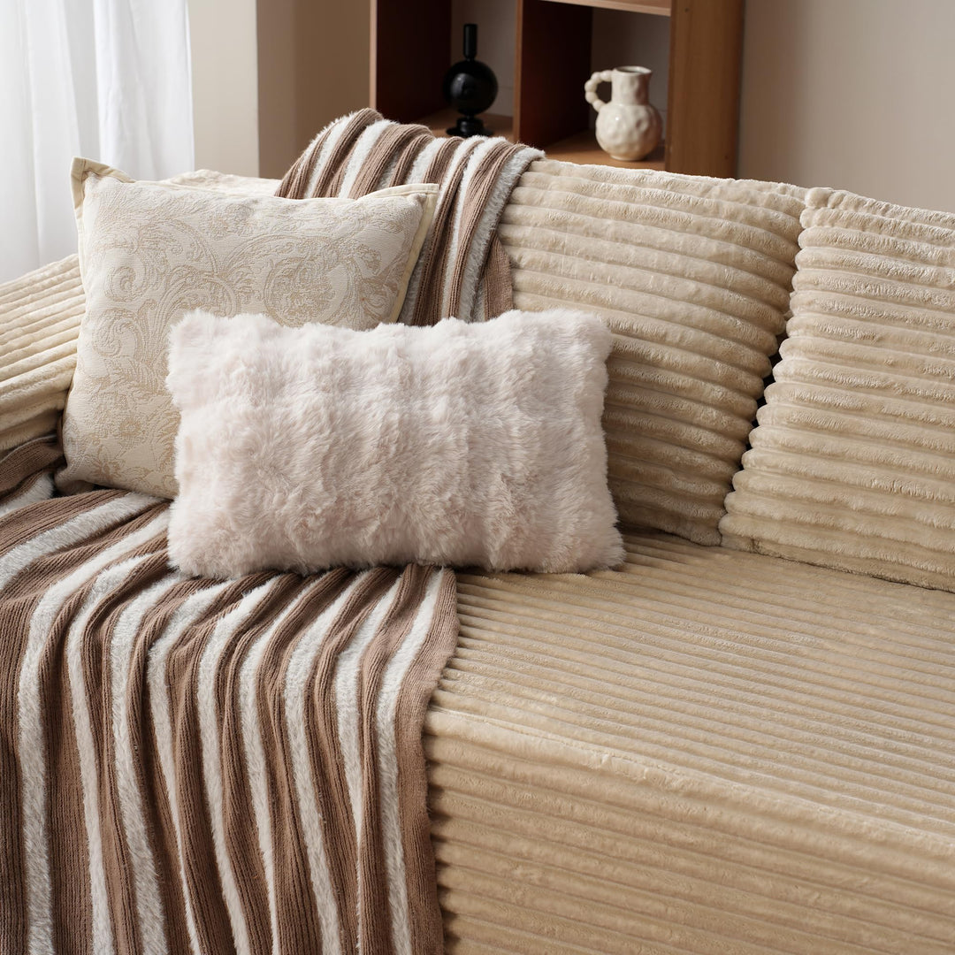 Ovios 104" L-formet modulsofa med chaise, myk kordfløyelsstoff, ingen montering nødvendig