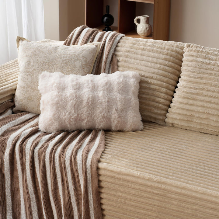 Ovios 104" L-formet modulsofa med chaise, myk kordfløyelsstoff, ingen montering nødvendig