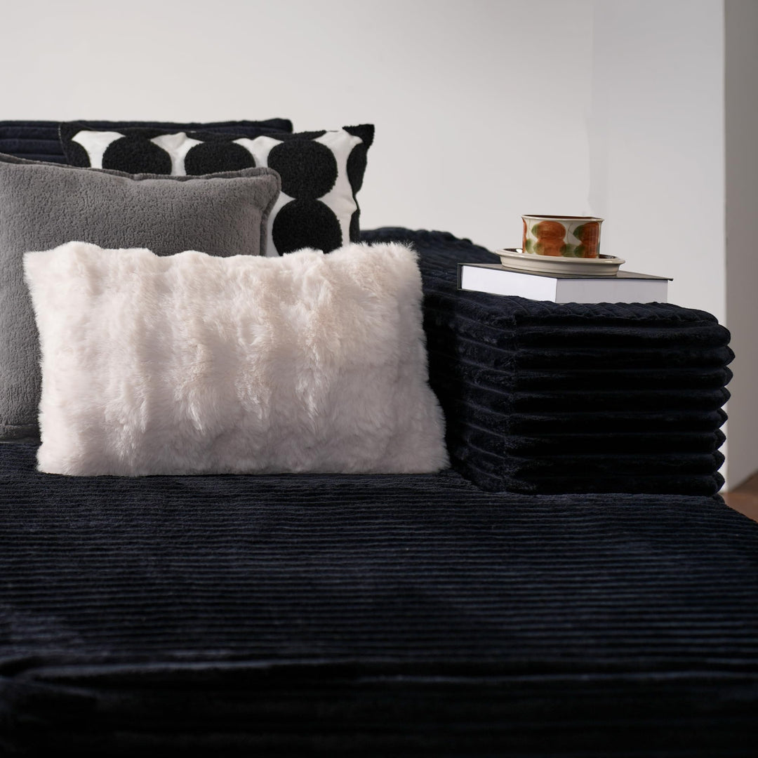 Ovios 104" L-formet modulsofa med chaise, myk kordfløyelsstoff, ingen montering nødvendig