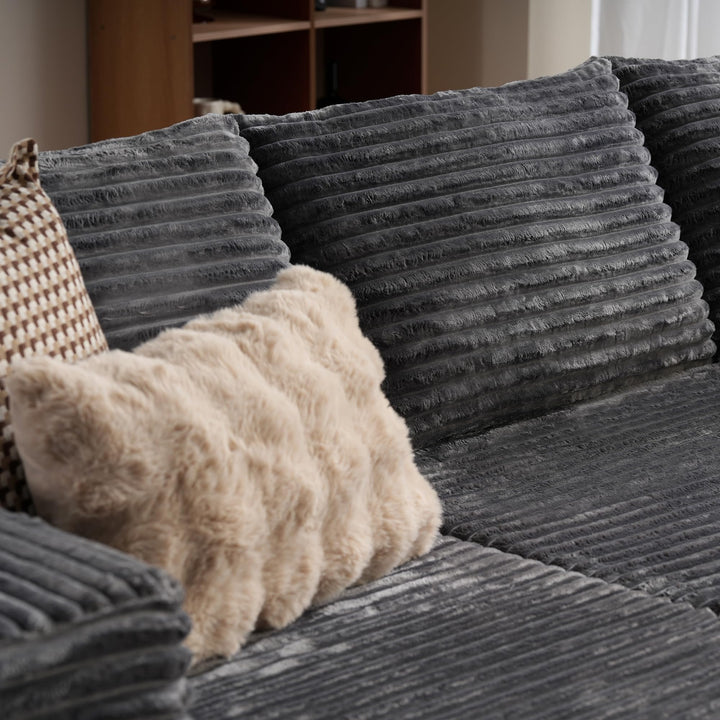 Ovios 104" L-formet modulsofa med chaise, myk kordfløyelsstoff, ingen montering nødvendig